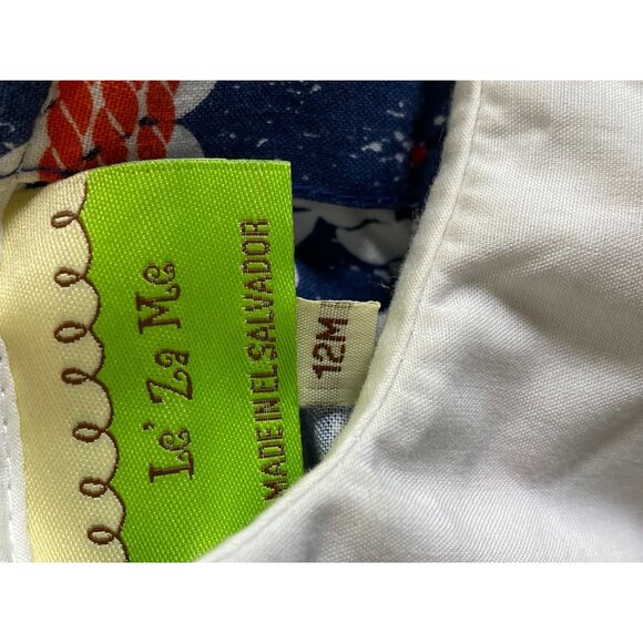 La Za Me Nautical Rope Print Baby Dress size 12 Month Sleeveless White Collar - Picture 11 of 15